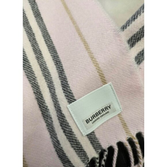 Burberry Small Icon Stripe Cashmere Wool Scarf In Alabaster 168*30cm - Picture 5 of 8